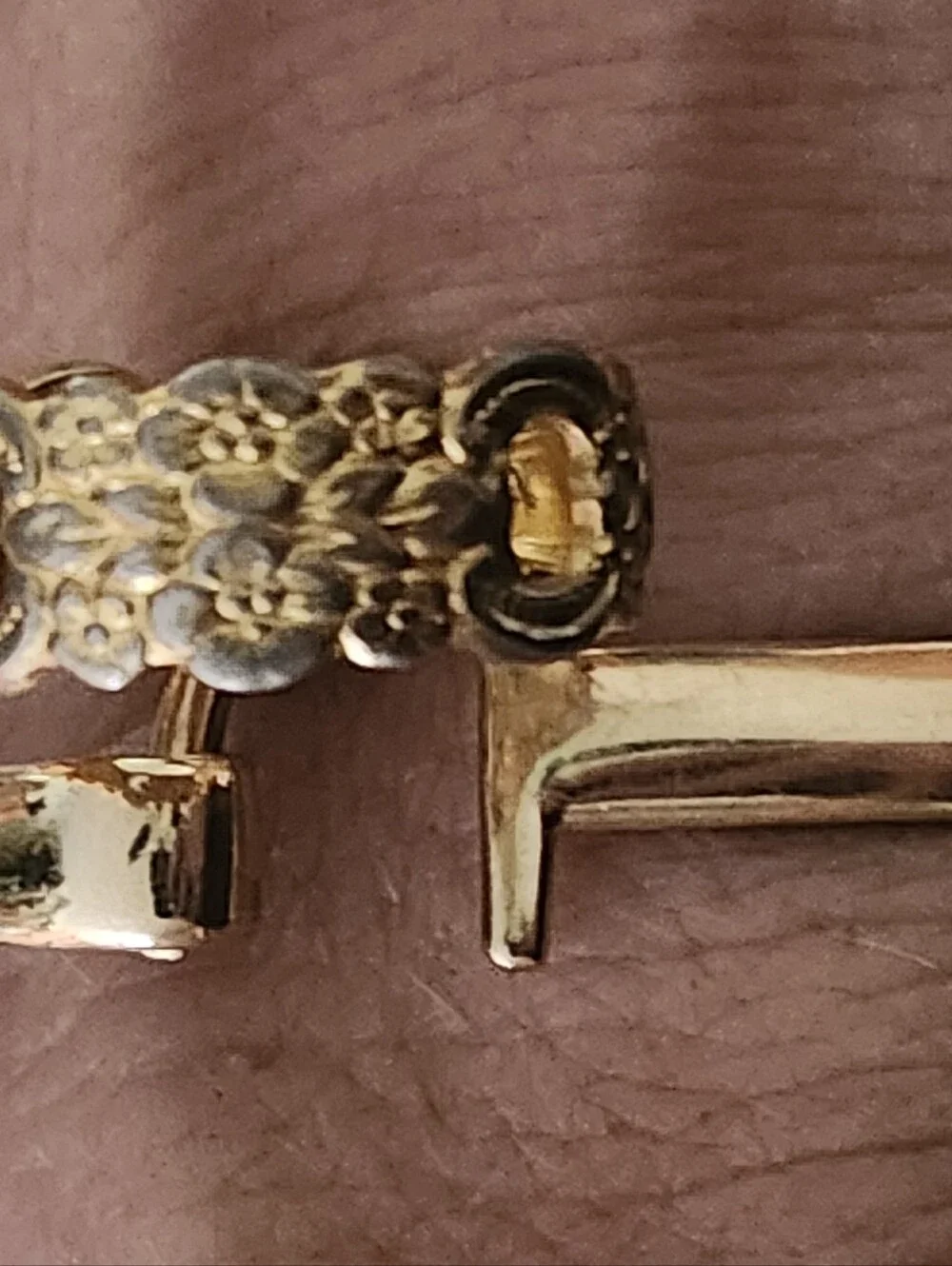 Vtg Oneida Gold Plated Floral Openwork Spoon Ring